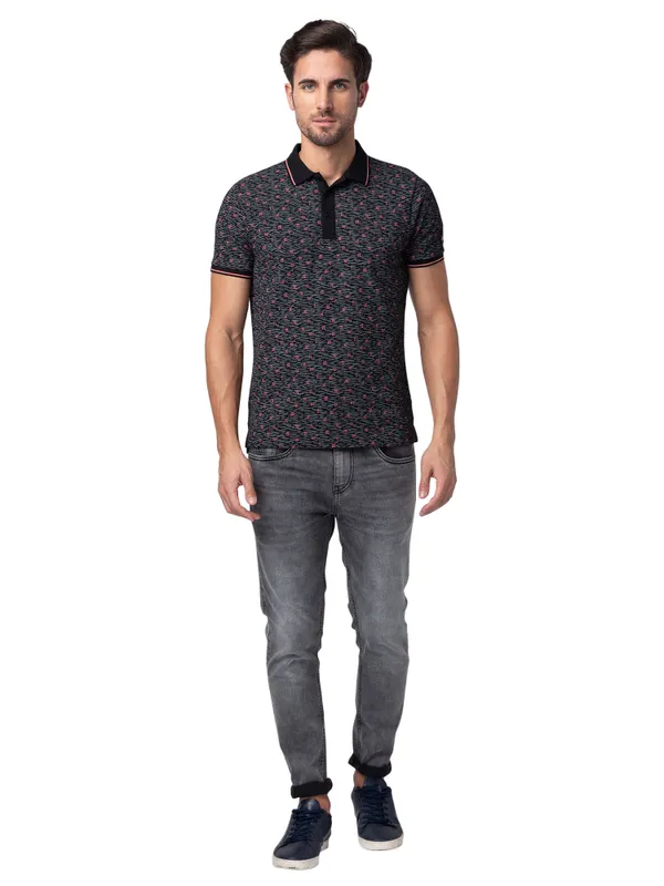 Being Human Regular Fit Men Polo Neck T-Shirts-Black